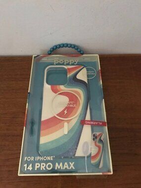 NEW xo Poppy iPhone 14 Pro Max Wavy Rainbow Splash MagSafe Compatible Phone Case